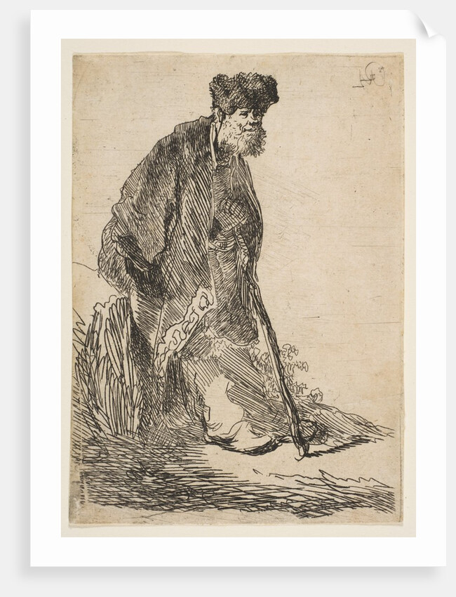 Man in a Coat and Fur Cap Leaning against a Bank, ca. 1630 by Rembrandt Harmensz van Rijn