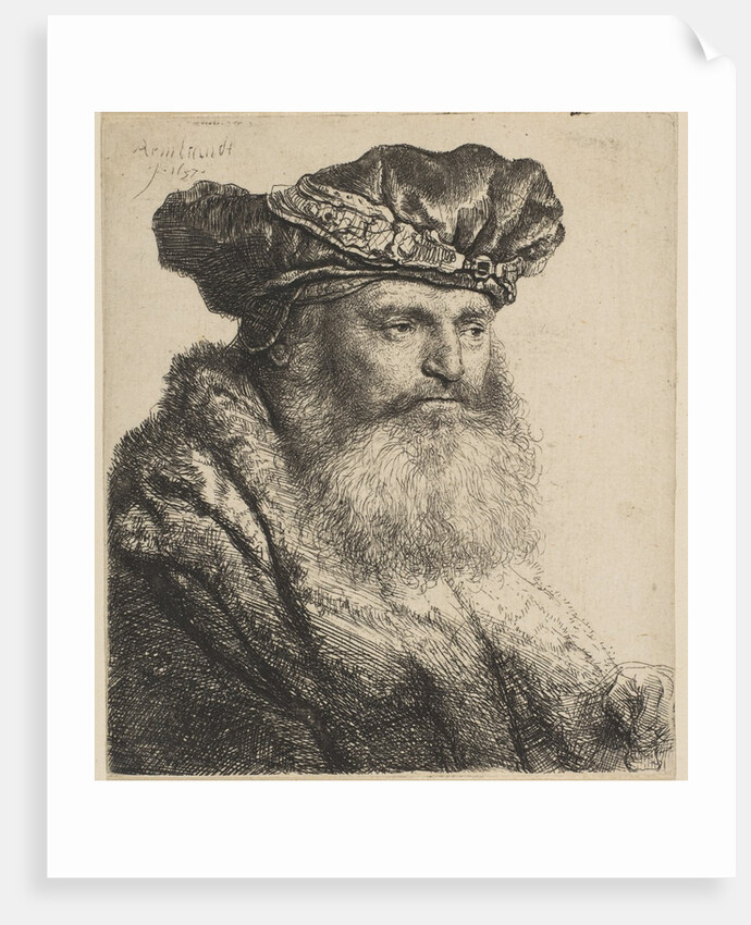 Bearded Man in a Velvet Cap with a Jewel Clasp, 1637 by Rembrandt Harmensz van Rijn