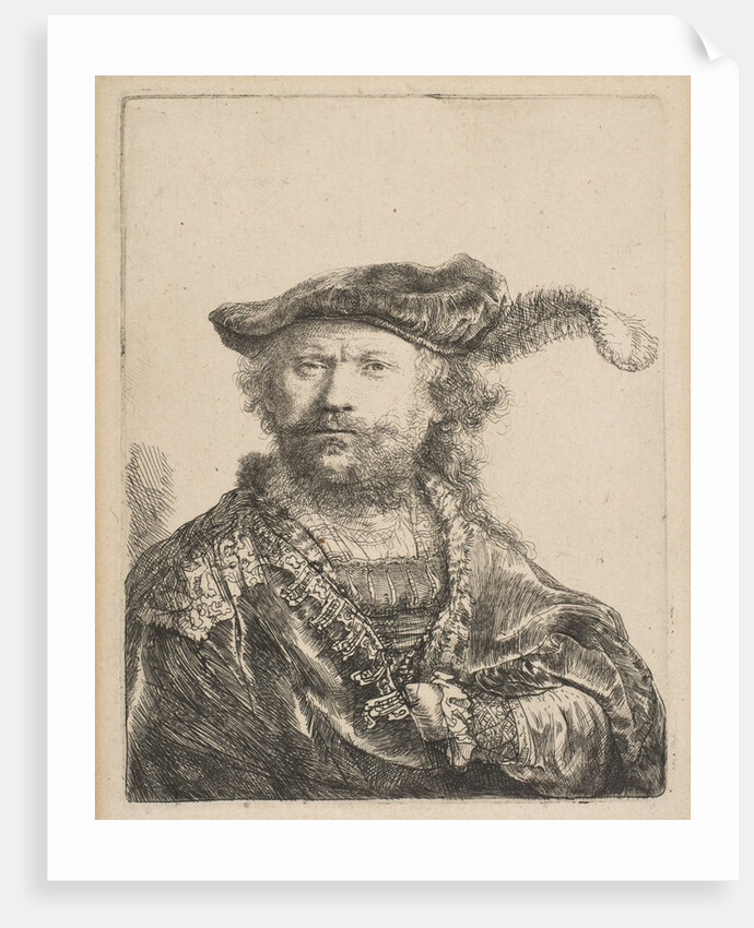 Self-Portrait in a Velvet Cap with Plume, 1638 by Rembrandt Harmensz van Rijn