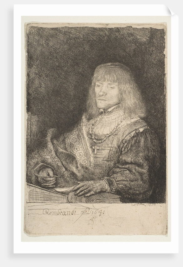 Man at a Desk Wearing a Cross and Chain, 1641 by Rembrandt Harmensz van Rijn