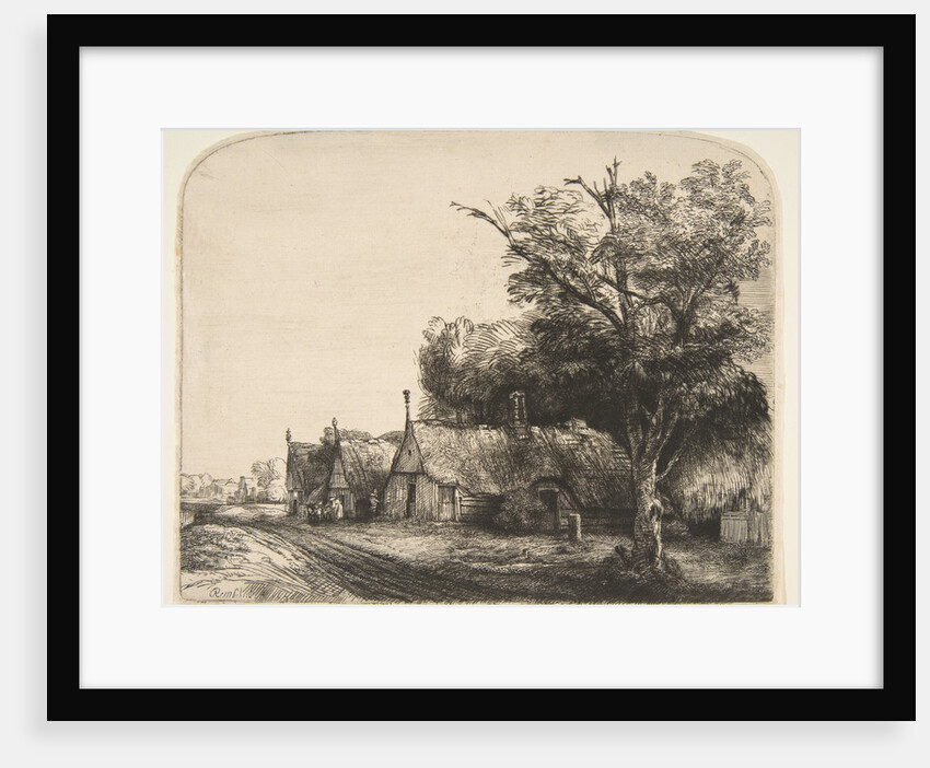 Landscape with Three Gabled Cottages Beside a Road, 1650 by Rembrandt Harmensz van Rijn