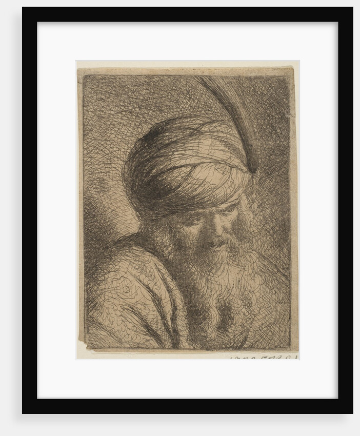 Bust of a Man in a Feathered Turban and Long Beard by Circle of Rembrandt