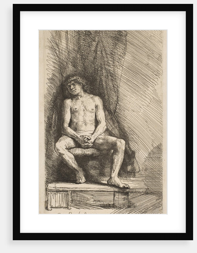 Nude Man Seated before a Curtain, 1646 by Rembrandt Harmensz van Rijn