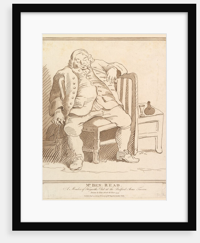 Mr. Ben: Read, A Member of Hogarth's Club at the Bedford Arms Tavern, Drawn b…, November 27, 1781 by Richard Livesay