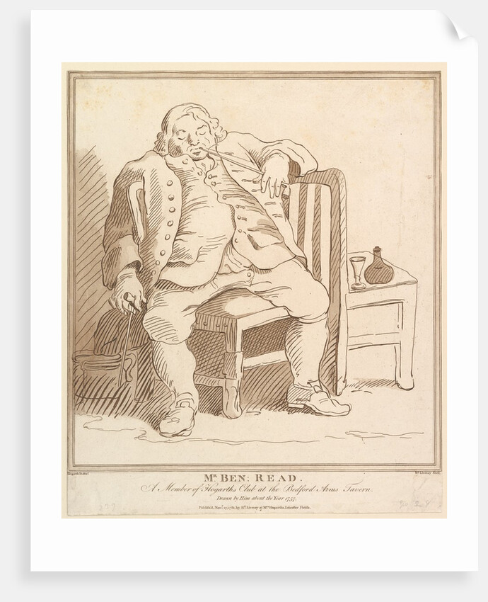 Mr. Ben: Read, A Member of Hogarth's Club at the Bedford Arms Tavern, Drawn b…, November 27, 1781 by Richard Livesay