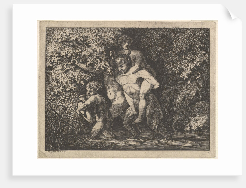 Satyr family, on the move, 18th Century by Salomon Gessner