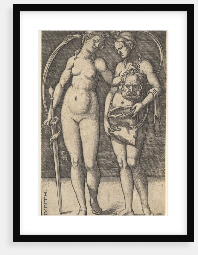 Judith standing to right and holding the head of Holofernes in her right hand and a…, ca. 1520-30 by Sebald Beham