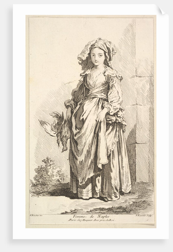 Femme de Naples, from Recueil de diverses fig.res étrangeres Inventées par F. Bouc…, 18th century by Simon François Ravenet