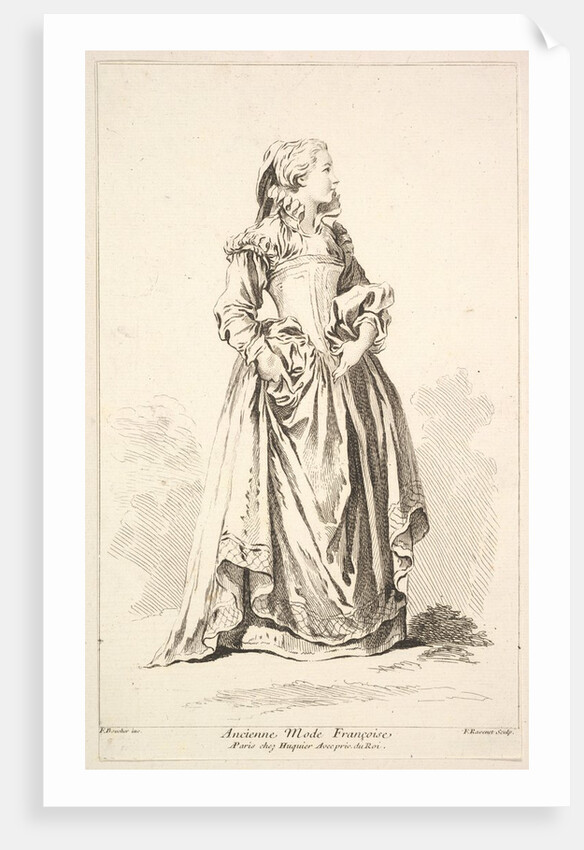 Ancienne Mode Françoise, from Recueil de diverses fig.res étrangeres Inventées par…, 18th century by Simon François Ravenet