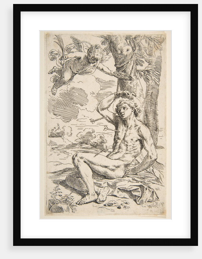 Saint Sebastian pierced with arrows and tied to a tree, ca. 1639 by Simone Cantarini