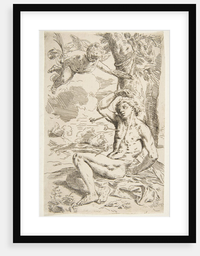 Saint Sebastian pierced with arrows and tied to a tree, copy after Cantarini, ca. 1639 or after by Unknown