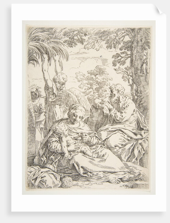 The Holy Family resting on their flight into Egypt, ca. 1637-1639 by Simone Cantarini
