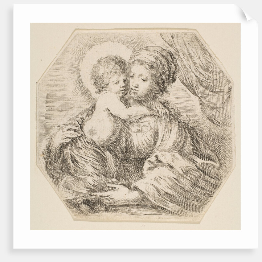 Virgin and Christ Child, an octagonal composition, ca. 1649 by Stefano della Bella