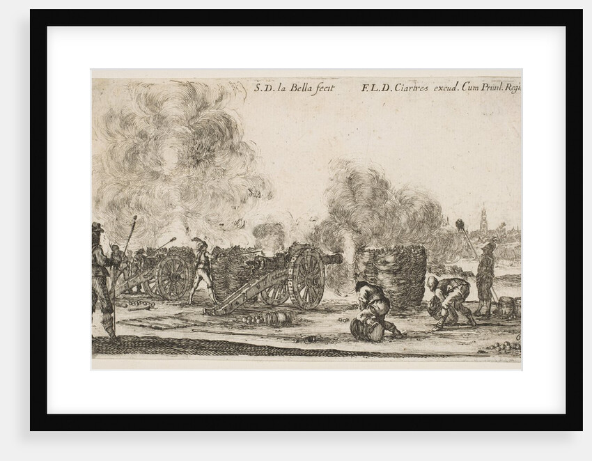 Plate 6: battery of cannons firing on a city, from 'Various Military Caprices by Stefano della Bella