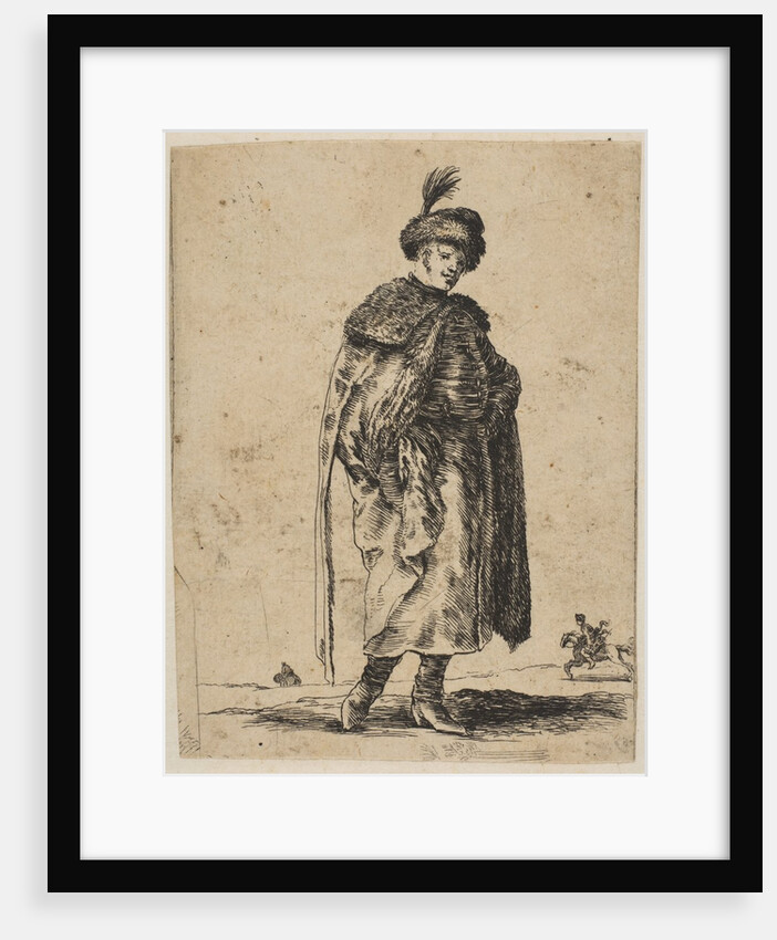 Polish man with a mustache wearing a fur coat and a hat with a feather, ca. 1648 by Stefano della Bella