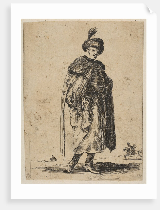 Polish man with a mustache wearing a fur coat and a hat with a feather, ca. 1648 by Stefano della Bella