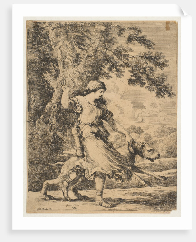 A Nymph Holding a Large Dog by its Collar, ca. 1654 by Stefano della Bella