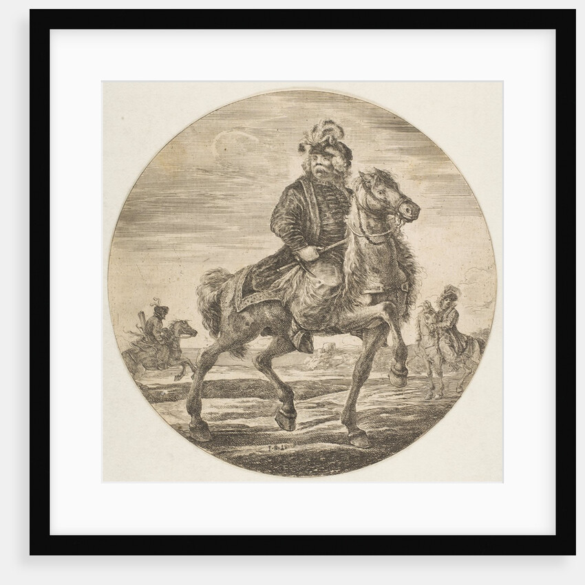 Hungarian horseman riding towards the right, other horsemen in the background, a circu…, ca. 1651 by Stefano della Bella