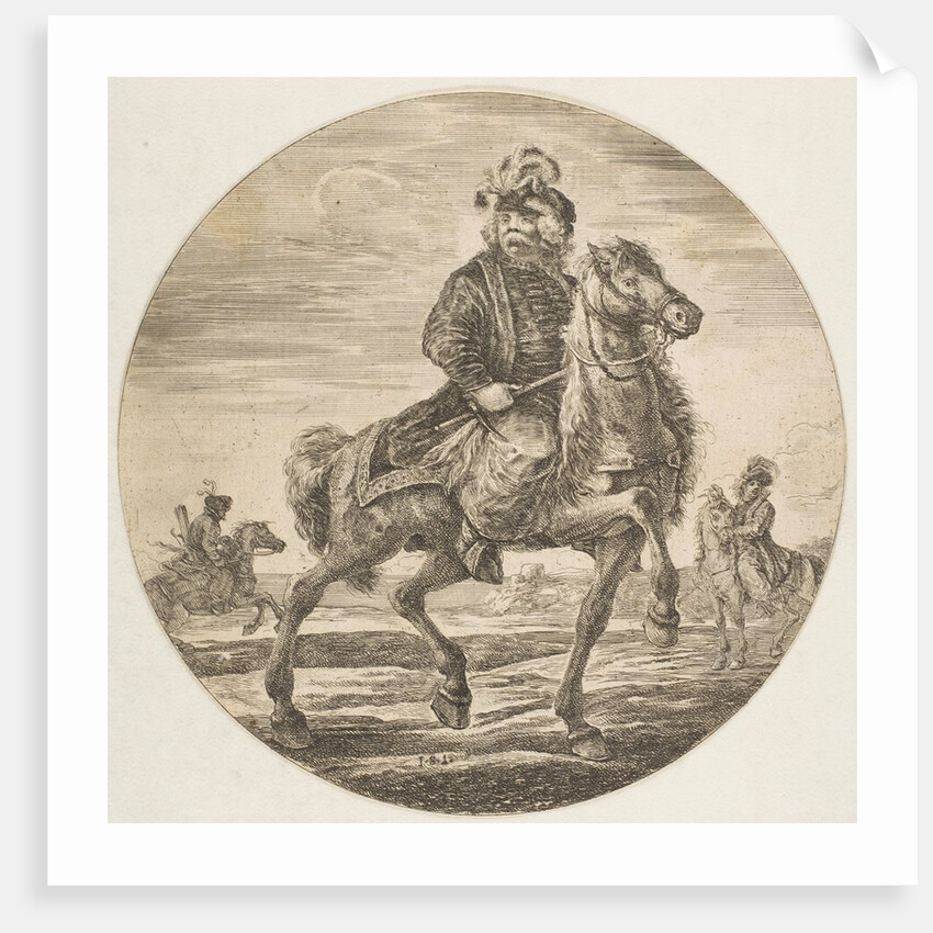 Hungarian horseman riding towards the right, other horsemen in the background, a circu…, ca. 1651 by Stefano della Bella