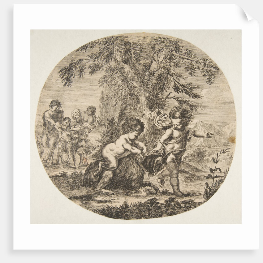 A child and a satyr child playing with a goat, ca. 1657 by Stefano della Bella