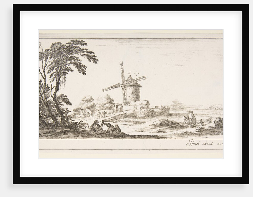 Plate 10: a family in center foreground, various figures and horses in middleground, a…, ca. 1641 by Stefano della Bella