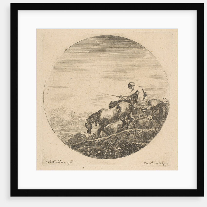 Herdsman on Horseback Drives Animals, ca. 1646 by Stefano della Bella
