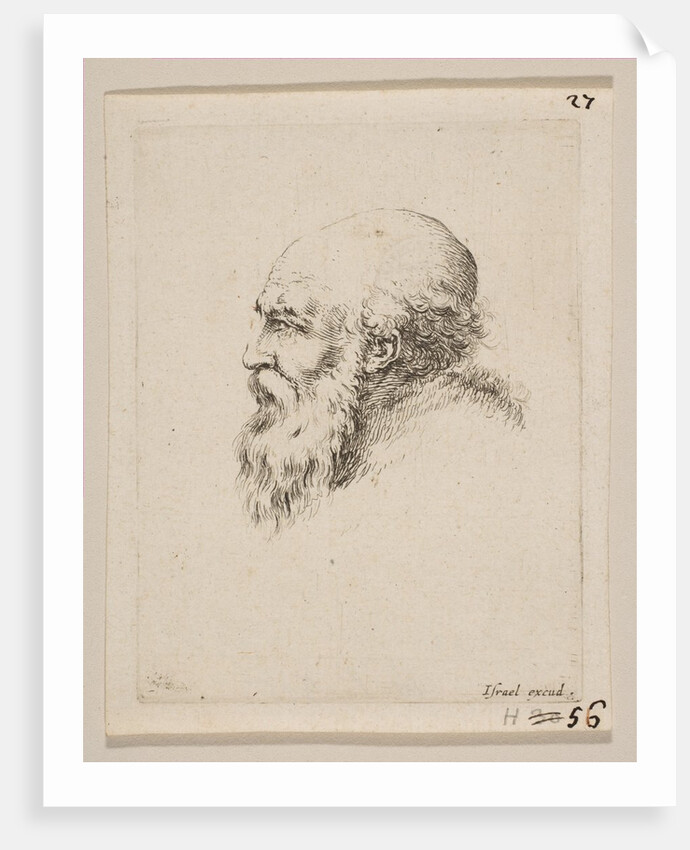 Head of a Bald and Bearded Old Man in Profile, from 'Various heads and figures by Stefano della Bella