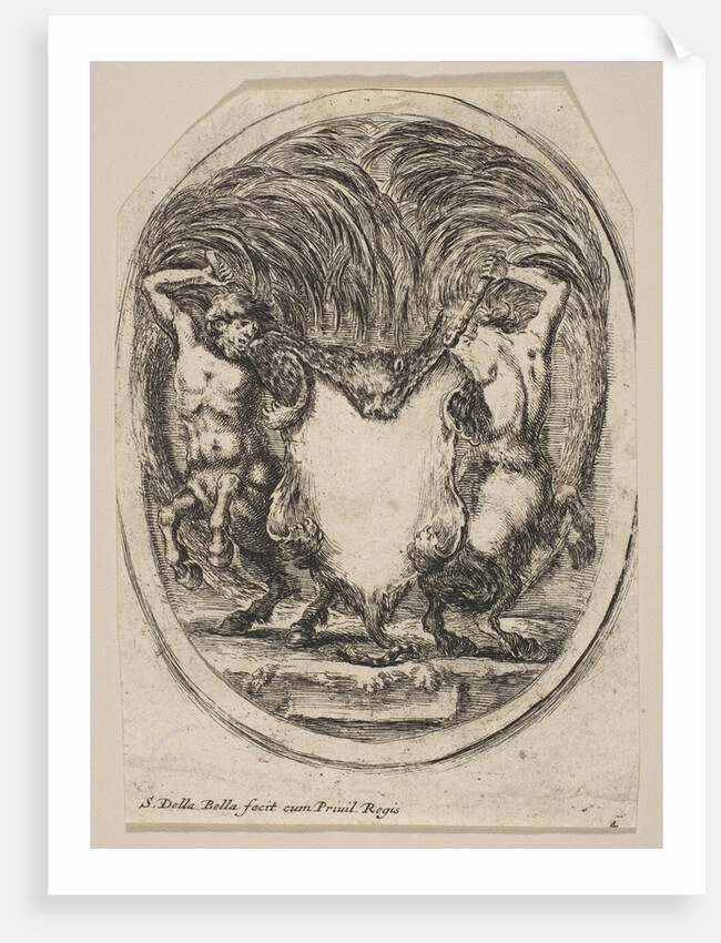 Cartouche Formed by a Tiger Skin Flanked by Two Centaurs, 1647 by Stefano della Bella