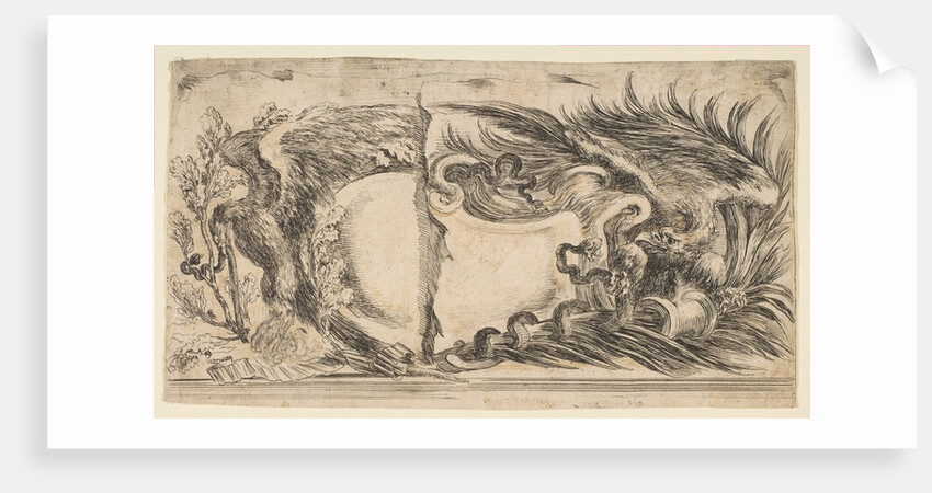 Two Different Halves of Cartouches Each Showing an Eagle Fighting a Serpent, 1646 by Stefano della Bella