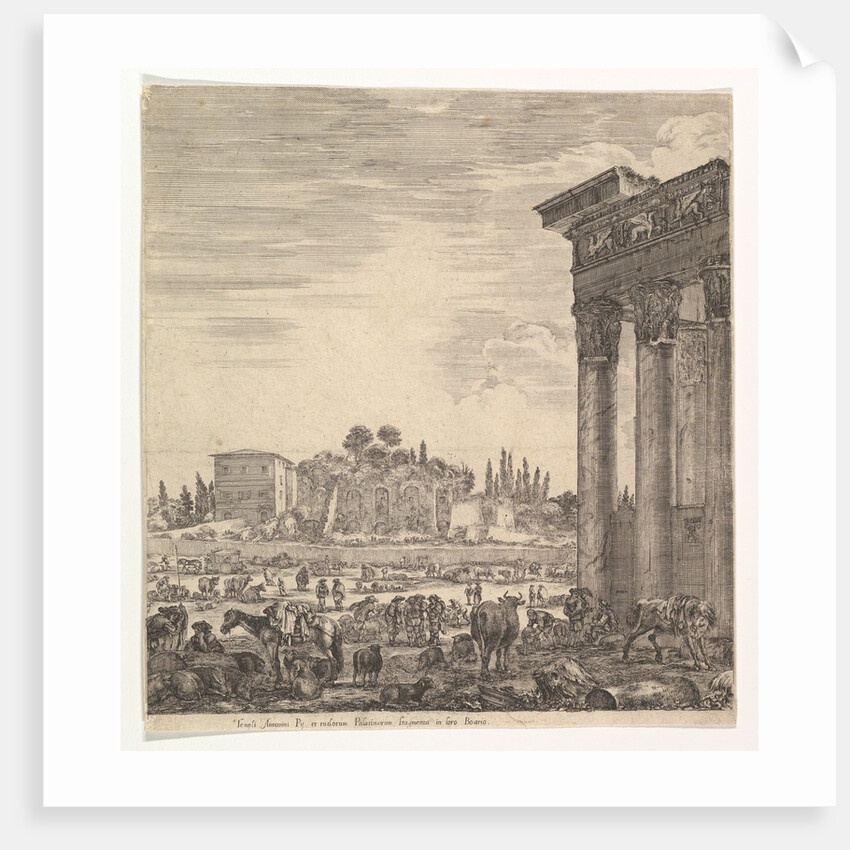 The columns of the Temple of Antoninus to right, a part of the Campo Vaccino in center and…, 1656 by Stefano della Bella