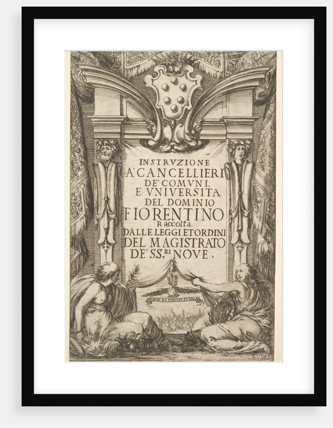 Frontispiece for 'Instructions for Chancellors': Medici coat …, 1635 by Stefano della Bella
