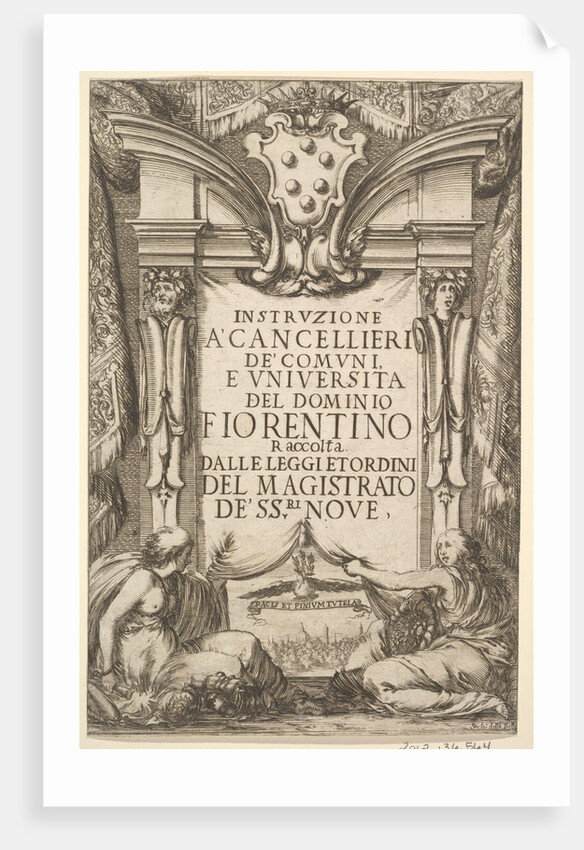 Frontispiece for 'Instructions for Chancellors': Medici coat …, 1635 by Stefano della Bella