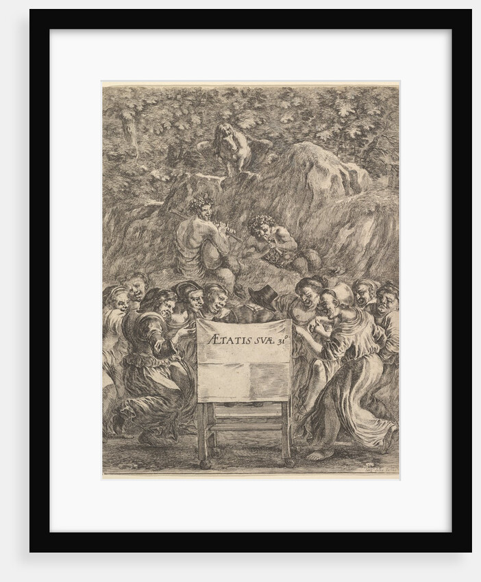 Frontispiece for 'The Works of Scarron'; the poet sitting in a chair…, 1649 by Stefano della Bella