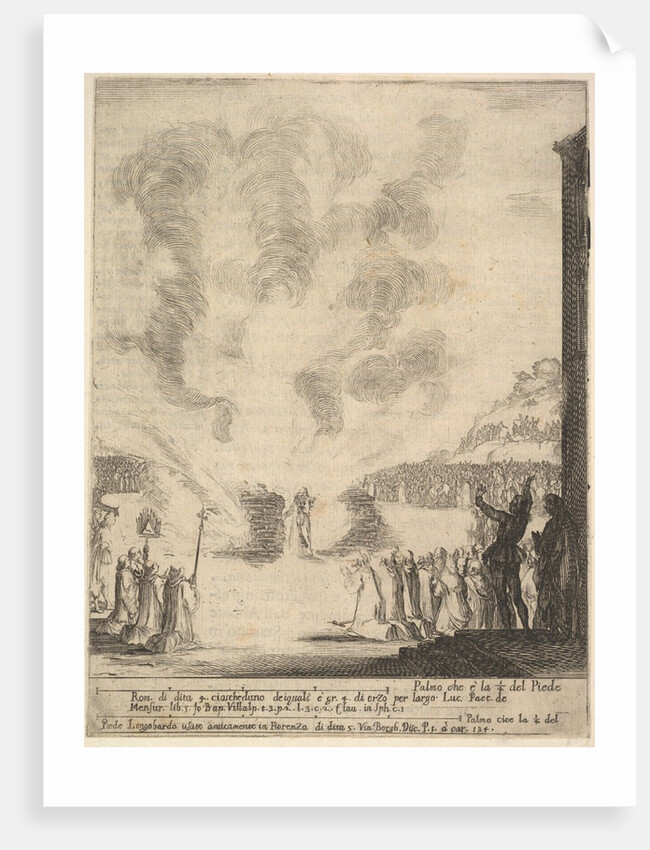 The test of fire, the monk Peter, the disciple Saint John Gualbert, passing through the fl…, 1640 by Stefano della Bella