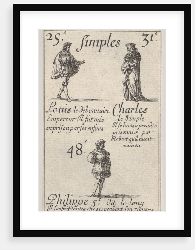 Louis le debonnaire… Charles le Simple, from 'Game of the Kings of France by Stefano della Bella