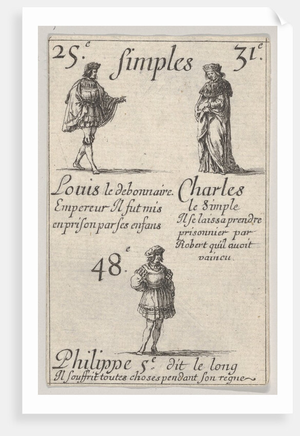 Louis le debonnaire… Charles le Simple, from 'Game of the Kings of France by Stefano della Bella