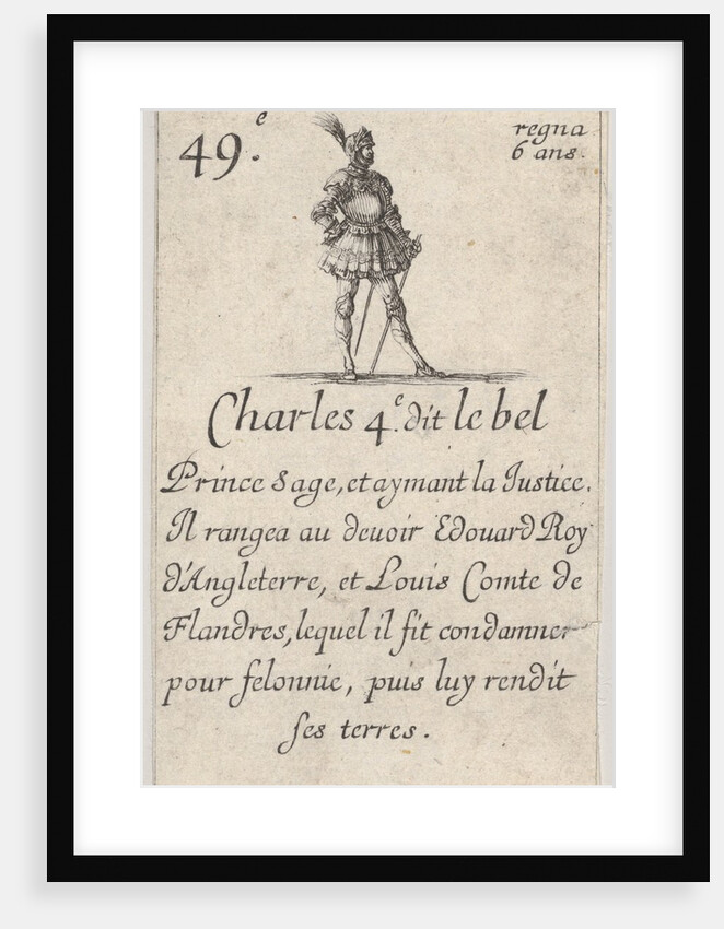 Charles 4.e- dit le bel / Prince sage…, from 'Game of the Kings of France by Stefano della Bella