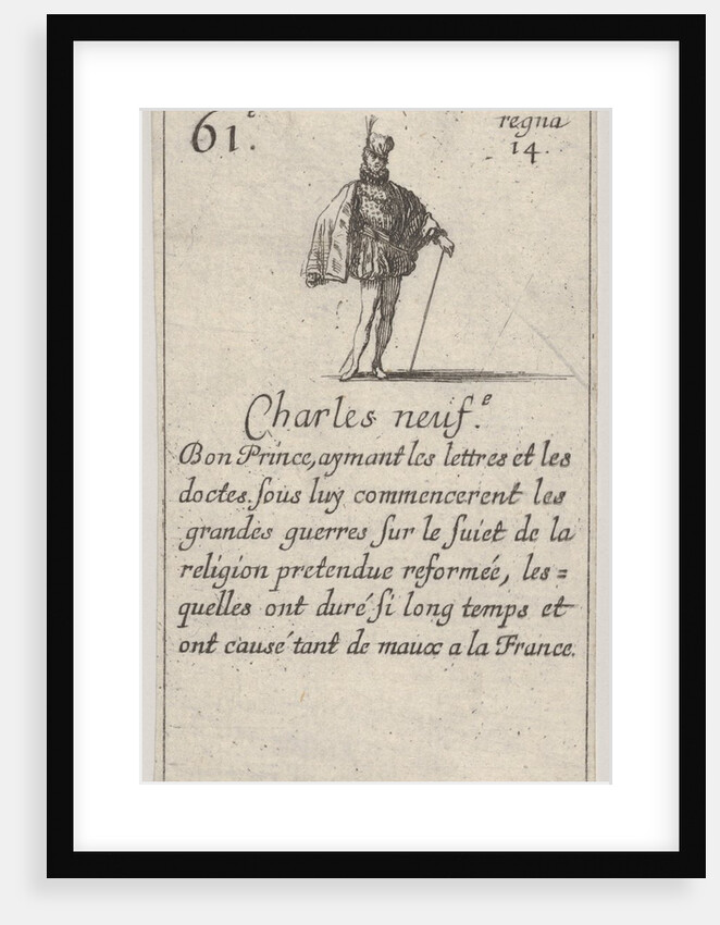 Charles neuf.-e / Bon Prince…, from 'Game of the Kings of France', 1644 by Stefano della Bella