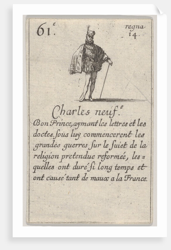 Charles neuf.-e / Bon Prince…, from 'Game of the Kings of France', 1644 by Stefano della Bella
