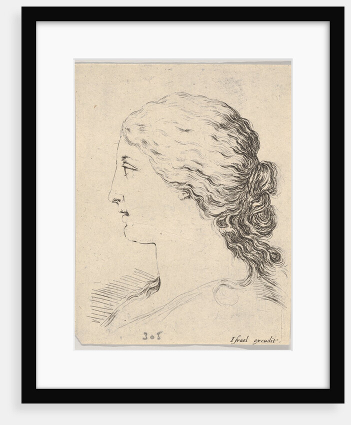 Plate 14: head of a woman, in profile, from 'The Book for Learning to Draw', ca. 1649 by Stefano della Bella