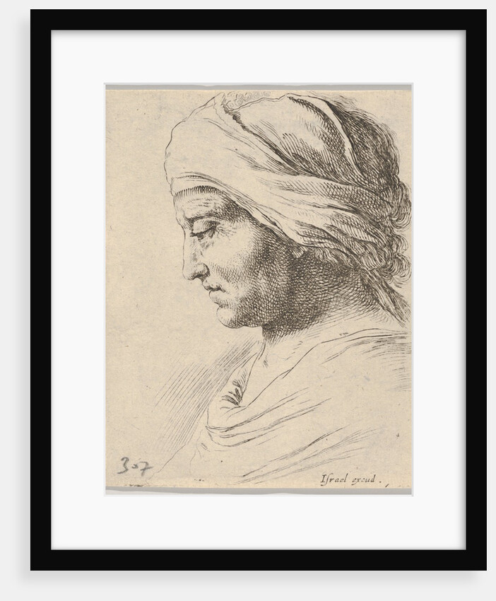 Plate 16: head of an old man in profile with a cloth tied around his head, from 'The B…, ca. 1649 by Stefano della Bella