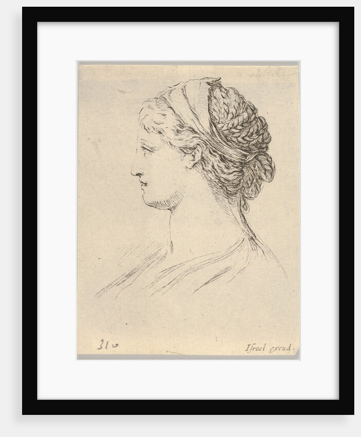 Plate 3: head of a woman with braided hair, turned in profile to the right, from 'Various …, 1650 by Stefano della Bella