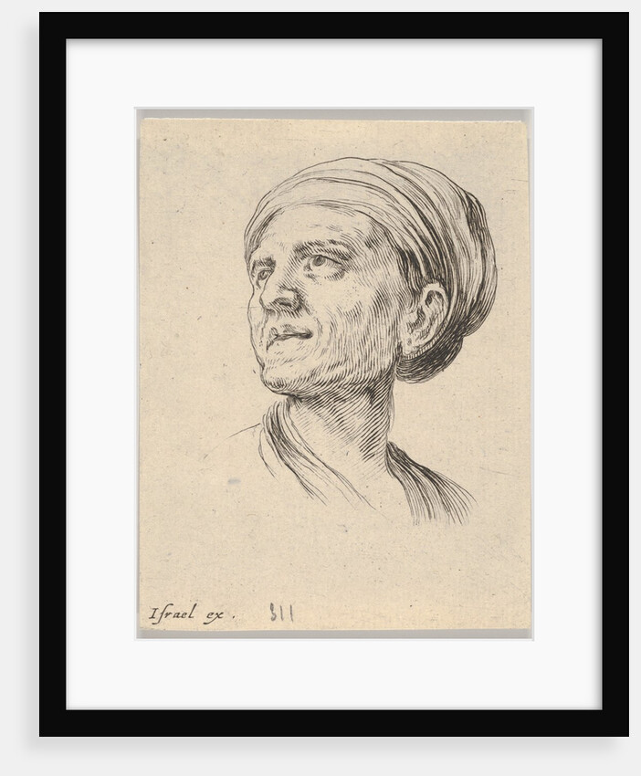 Plate 4: head of an old woman with a bonnet, looking left from 'Various heads and figures'…, 1650 by Stefano della Bella