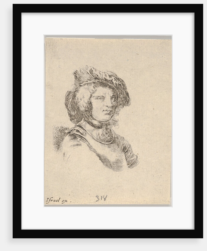 Plate 11: bust of a man wearing a cap and looking towards the right, from 'Various heads a…, 1650 by Stefano della Bella