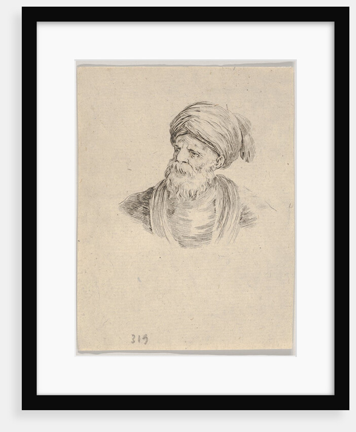Plate 12: bust of an old Turkish man in a turban, looking towards the left, from 'Various …, 1650 by Stefano della Bella