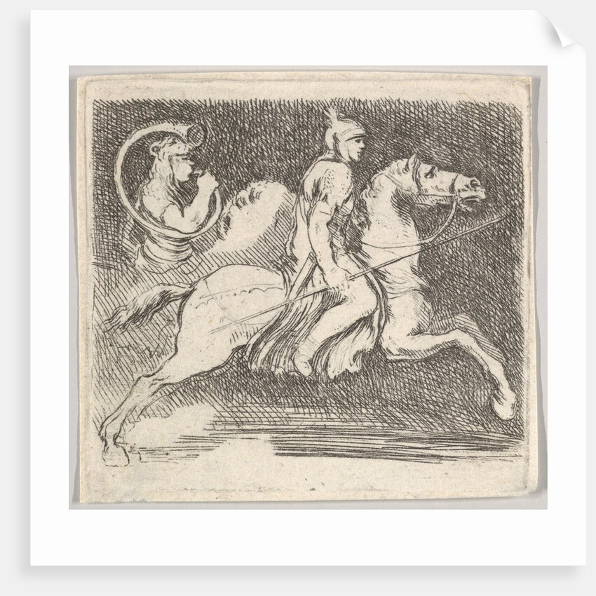 Plate 20: a soldier in profile galloping to the right holding a lance in his right han…, ca. 1646 by Stefano della Bella