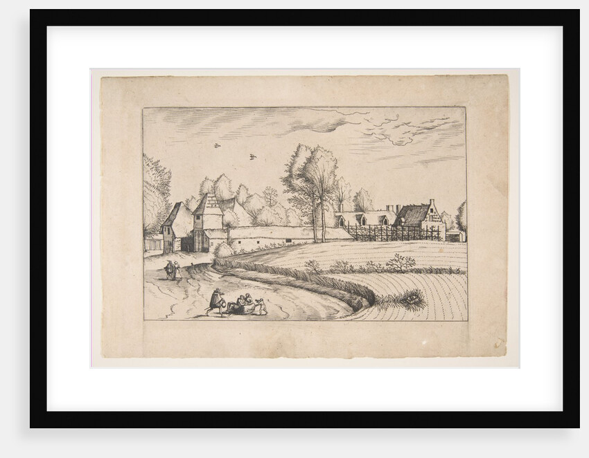 Country Houses, couple and cornfield in the foreground, from the series The Small Lands…, 1559-61 by The Master of the Small Landscapes (after)