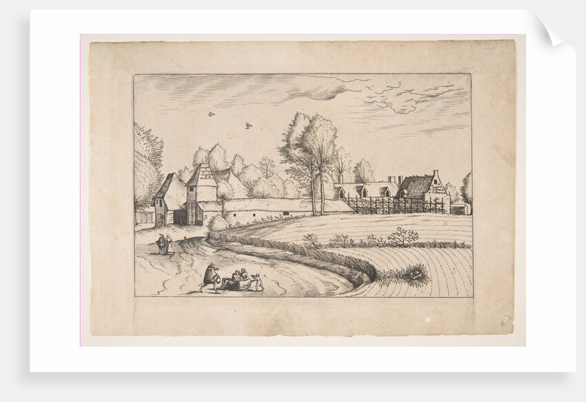 Country Houses, couple and cornfield in the foreground, from the series The Small Lands…, 1559-61 by The Master of the Small Landscapes (after)
