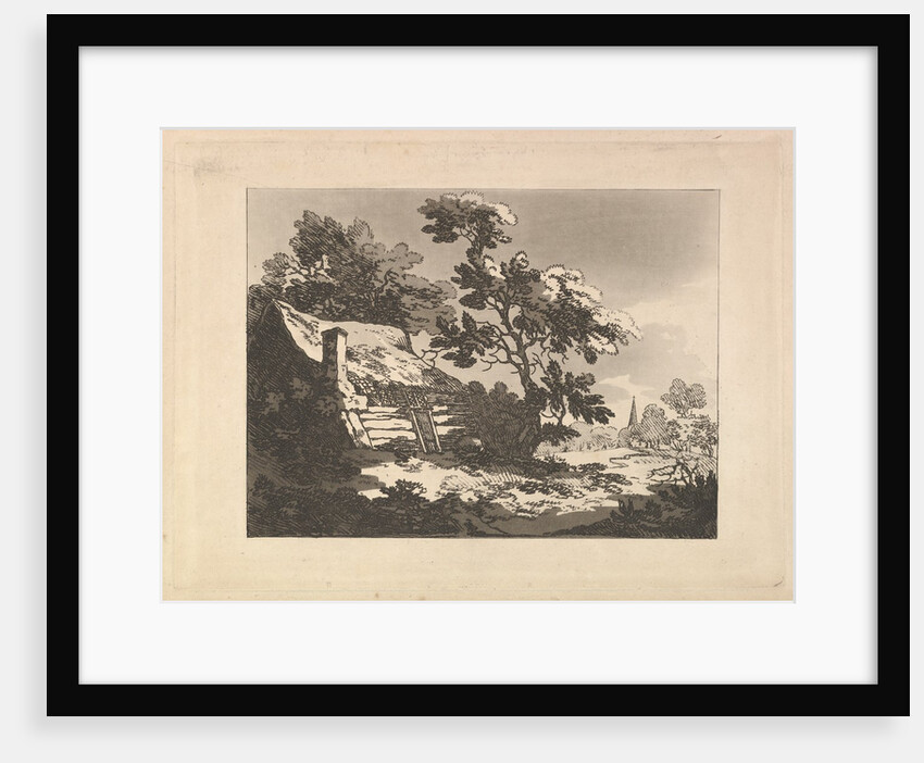 Landscape with Cottage Among Trees at Left, and a Distant Church Spire at Right, 1783-84 by Thomas Rowlandson