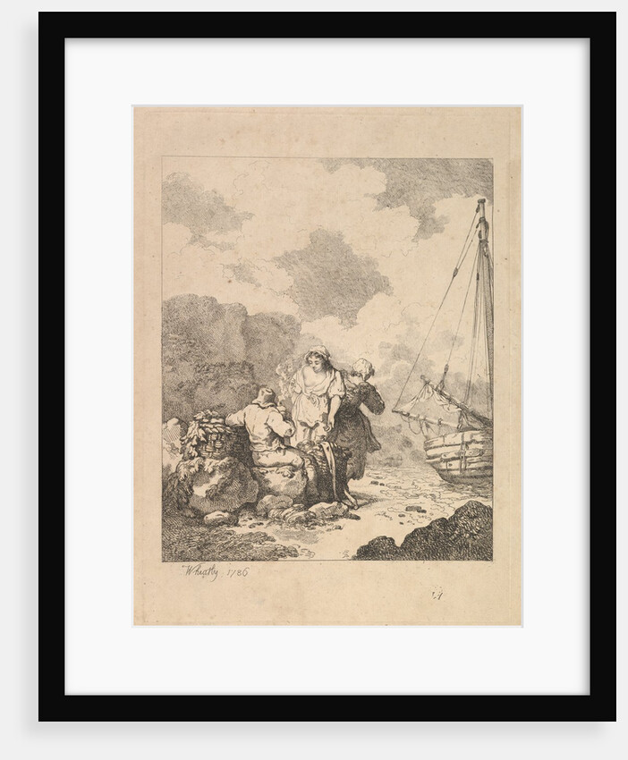 Fishermen by the Shore - Coastal Scene with a Man Sitting on Rocks and Smoking a Pipe, Nex…, 1786 by Thomas Rowlandson